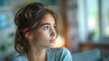 Fototapeta premium Portrait of a Worried Teenager Struggling with Anxiety and Stress