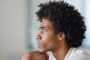 Obraz premium Troubled Man Contemplating his Reflection with Mental Health and Self-Doubt Issues