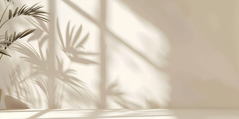 close up of a white wall , shadow of leaves, blur back ground ,