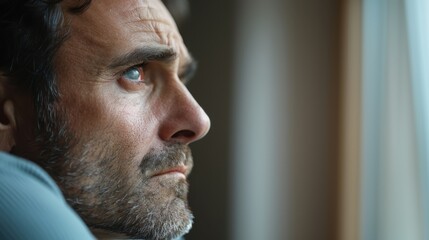 Obraz premium Portrait of a Man Expressing Sadness and Contemplation, Battling Mental Health Struggles