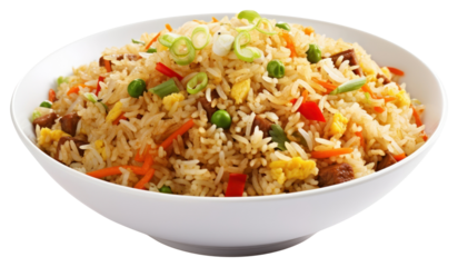 PNG Fried rice plate food white background.