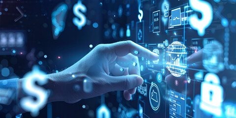 someone is using internet , technology portrait with blur back ground , wallpaper for software offices, blur back ground with network portrait