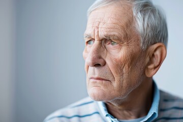 Contemplative Senior Man Reflecting on Mental Health and Cognitive Issues