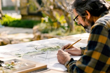 An architect collaborating with a landscape designer