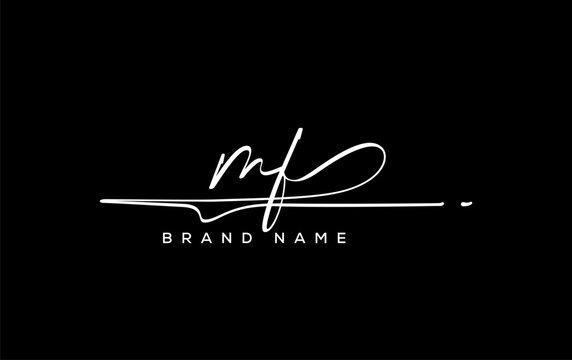 MF letter beauty handwriting vector logo.