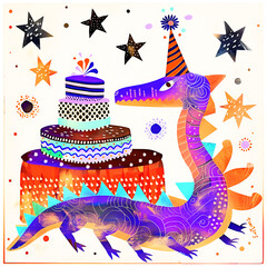 Birthday card with dragon