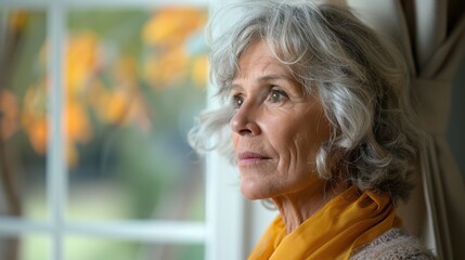Portrait of a Senior Woman Contemplating, Depicting Mental Health and Memory Issues