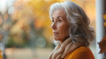 Contemplative Senior Woman with Distant Stare - Concept of Mental Health and Memory Issues in Elderly People