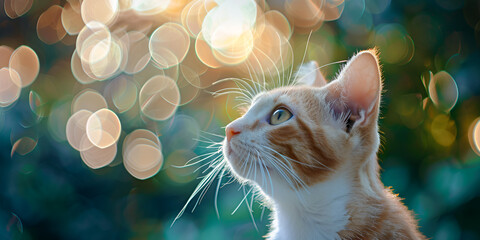 portrait of a cat, cute cat with blur back ground , wallpaper for pet lovers