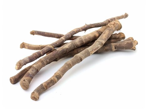 Photo of Indian madder (rak) root, isolated on white background