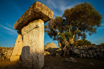 prehistoric settlement of Talatí de Dalt, sanctuary of "Taula", 1300 BC, Mahon, Menorca, Balearic Islands, Spain
