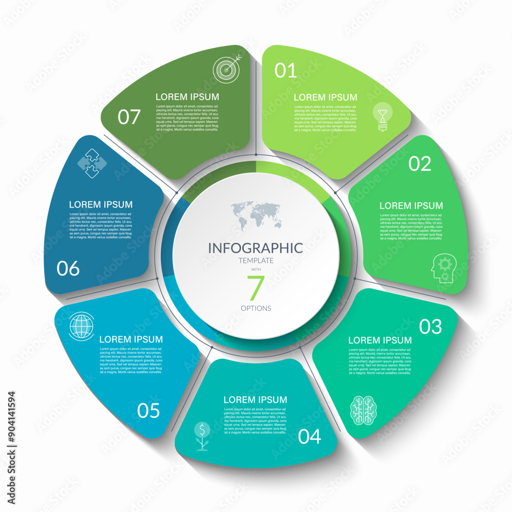 Canvas Prints infographic circular vector template with 7 options, parts. 7-step cycle diagram for business infogr
