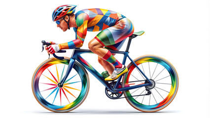 Fototapeta premium Colorful Cyclist on Vibrant Road Bike