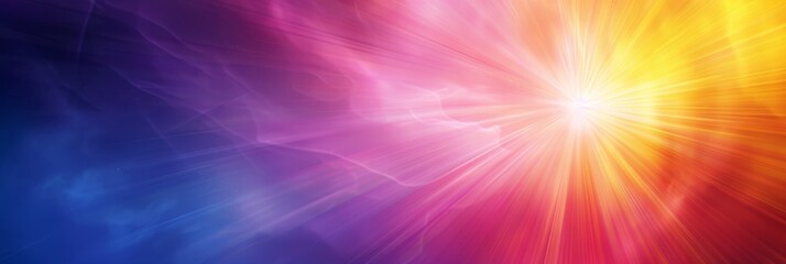 Obraz premium Abstract vibrant backdrop with radiant light, featuring a dynamic blend of blue, purple, pink, yellow hues.