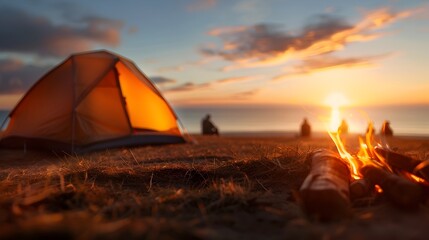 Serene Sunset Camping Adventure in the Great Outdoors