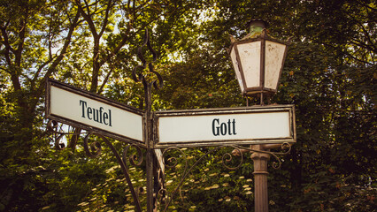 Signposts the direct way to God versus Devil