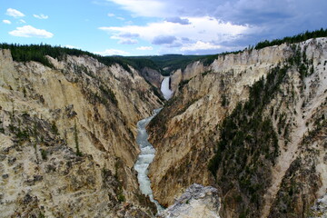 majestic landscape Grand Canyon of the Yellowstone with Yellowstone river