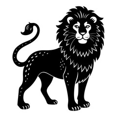 Obraz premium A black and white lion standing in front of a white background