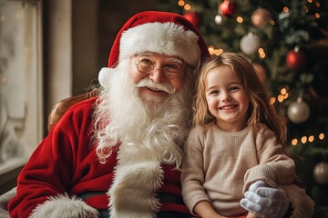 Santa Claus with children sitting on his lap 