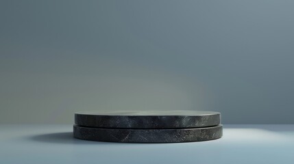 A simple, minimalist stone podium with a grey background. Perfect for showcasing products or designs.