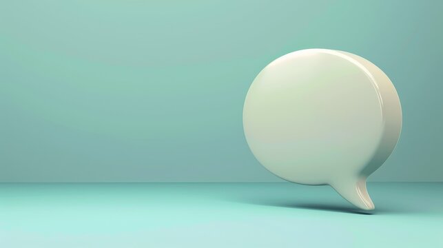 A white speech bubble on a light blue background, representing communication and dialogue.