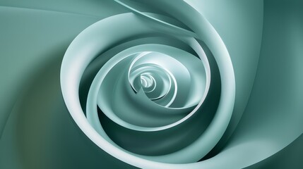 Abstract swirling pattern in teal and white, reminiscent of a nautilus shell.