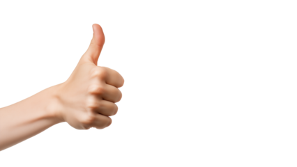 Thumb up finger cutout. Realistic hand with thumb up finger