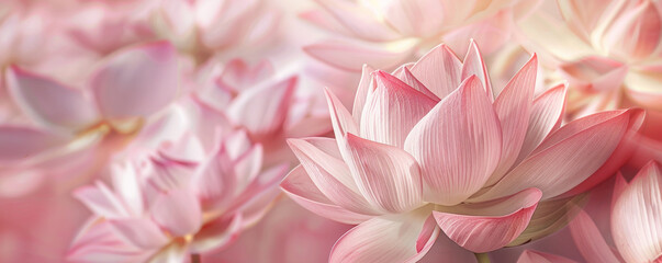 Fototapeta premium An intricate look at pink lotus petals, gracefully layered on a floral background, emphasizing their serene beauty and soft color.