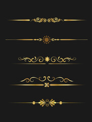 Fototapeta premium Collection of decorative line elements, borders and dividers