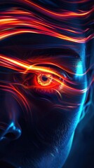 A Close-up Shot of a Digital human energy vortexes, diverse power center swirls