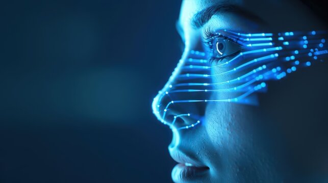 A Close-up Shot of a Digital identity contrails, diverse high-altitude faces