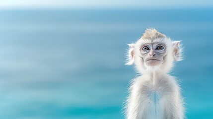 Naklejka premium white monkey portrait, animals, portraits, drawing and art 