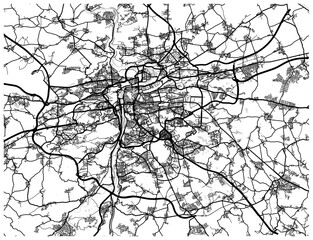 Obraz premium Monochrome vector city map with road network of Prague