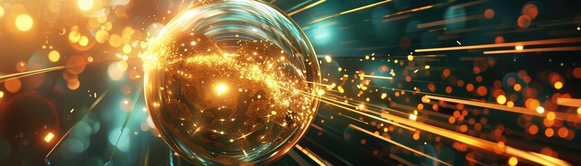 Obraz premium The sphere emitted a blinding light that filled the room.