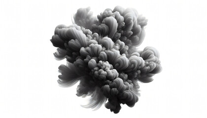 black smoke cloud isolated, on white background