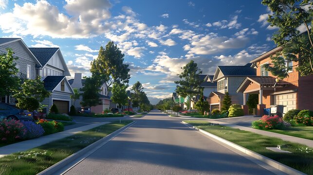 A residential street in the suburbs