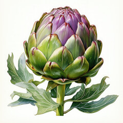 Fototapeta premium Watercolor Artichoke Illustration, Generative Ai