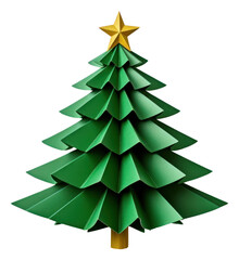 Obraz premium PNG Christmas tree origami paper white background.