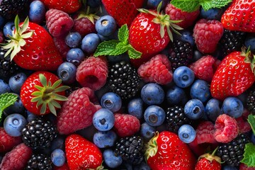 Obraz premium mixed berries fruit wallpaper background