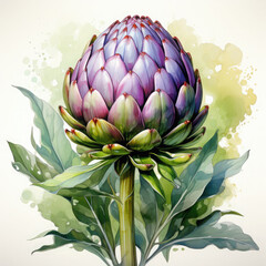 Obraz premium Watercolor Artichoke Illustration, Generative Ai