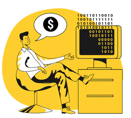 Man using coding in finance