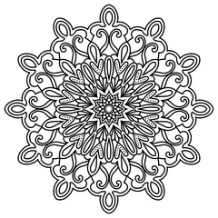 Flower Mandala. Vintage decorative elements. Oriental pattern, vector illustration. Islam, Arabic, Indian, moroccan,spain, turkish, pakistan, chinese, mystic, ottoman motifs. Coloring book page