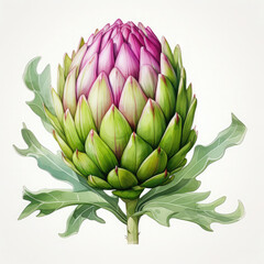Fototapeta premium Watercolor Artichoke Illustration, Generative Ai