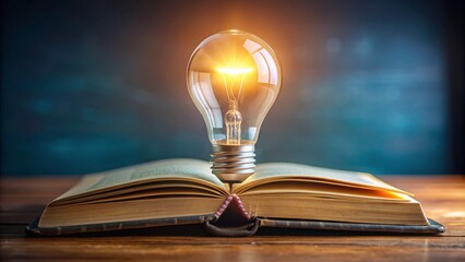 Light bulb of thought on book, analysis, learning concept