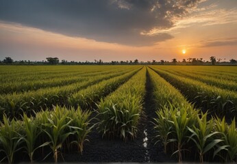 sunset over the field