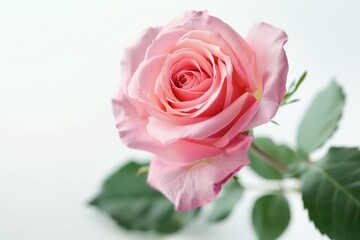 Lovely pink rose on a white background ideal gift