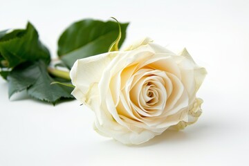 One creamy white rose on white banner