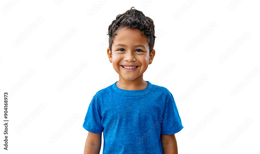 Aufkleber portrait of a little hispanic boy smiling and looking at the camera, isolated on transparent backgro