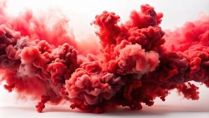 Fototapeta premium Abstract Red Smoke Cloud Formation on White Background