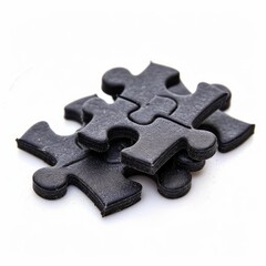 Fototapeta premium medium shot of four pieces of puzzle, isolated on a white background, bright and vivid tonality 